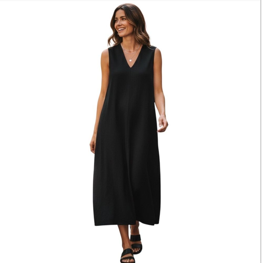 Lilla P Sleeveless Midi/Maxi Dress sz XL Black